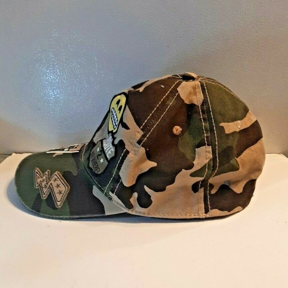 Camo Green Snap Back Ball Cap Smiley Graphics - Picture 4 of 11